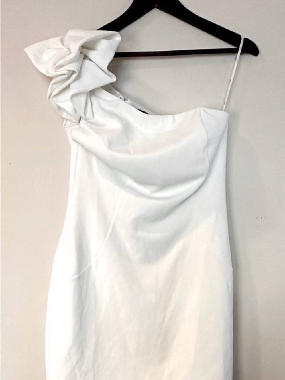 Lulus White One Shoulder Mini Dress Size Small Bridal Shower Engagement New - Picture 2 of 5